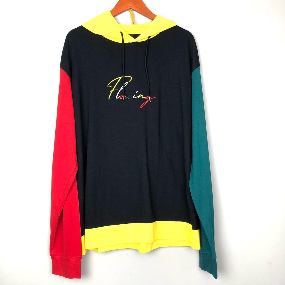 CACTUS MAN RICKY SINGH men’s hoodie colorblock long sleeve t shirt size XXL NWT